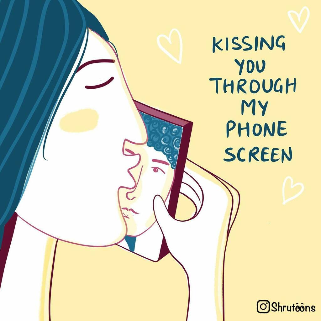 shrutoons's tweet photo. Kissing you through the phone❤️
(You can not replace their touch with anything but when kept apart you do things to feel it again)
.
#distance #isolation #corona #IG #normal #illustration #comics #funnycomic #comicstripseries #drawingdigital #digitalartwork #postwedding #lov… https://t.co/zHTT8NQCXl