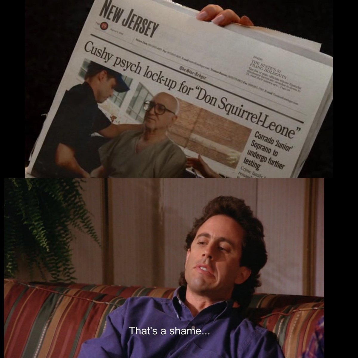 sopranfeld's tweet photo. #Seinfeld #Sopranos #UncleJunior https://t.co/HYIUEfRrLS