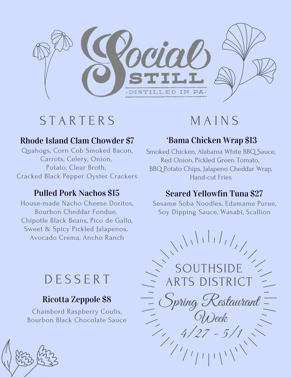 arts_southside's tweet photo. The first batch of menus are here!! Start planning & making those reservations at @theflyingVFT @SocialStill @GeneralZapataPA & #DinkysIceCreamParlor !
Spring RW starts 4/26 - 5/2!
@VisitBethlehem @LehighinTown @LehighValleyPA
#SpringRestaurantWeek #SouthSideArtsDistrict https://t.co/aacbG8bKPE
