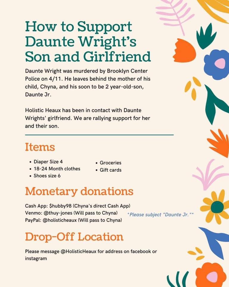 JFREJNYC's tweet photo. Solidarity &amp; love &amp; rage from Brooklyn, NY, to Brooklyn Center, MN, where police have killed yet another Black man.

#DaunteWright’s life was stolen—from him, from his family: his son, his girlfriend, his mother. See below for ways to support them.

May his memory be blessing 💔 https://t.co/9BlDeMkFnN