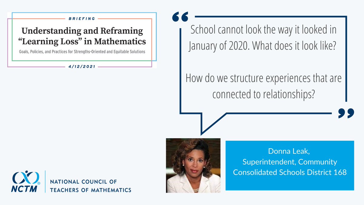Important questions from <a href="/SuptLeak/">Dr. Donna Leak</a> to consider as we work to understand and reframe "Learning Loss" in #mathematics.