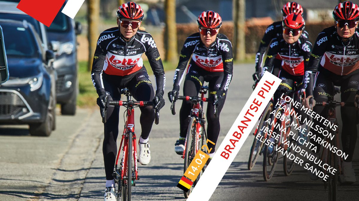 Here's how the Lotto Soudal Ladies will line up for <a href="/DeBrabantsePijl/">De Brabantse Pijl</a> on Wednesday:

🇧🇪 <a href="/LoneMeertens/">Lone Meertens</a> 
🇸🇪 Hanna Nilsson
🇬🇧 <a href="/abbymaep/">Abby Mae Parkinson</a> 
🇵🇱 <a href="/ancurro/">Anna Lafourte</a> 
🇧🇪 <a href="/VdbJesse/">Jesse Vandenbulcke</a> 
🇧🇪 Elise Vander Sande

#BP21