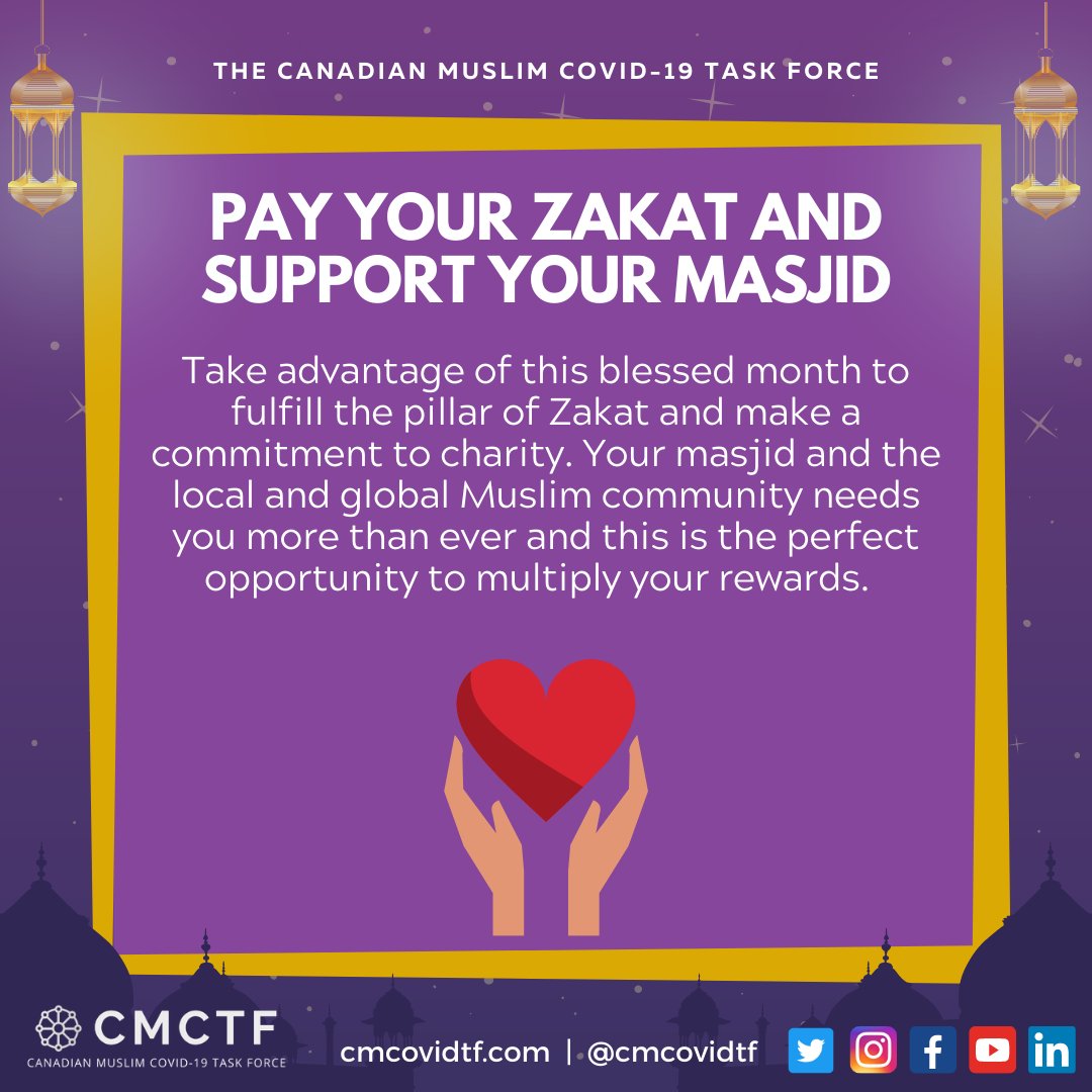 Pay your Zakat (charity) and support your masjid, local food bank and global community to multiply your rewards![12/14]