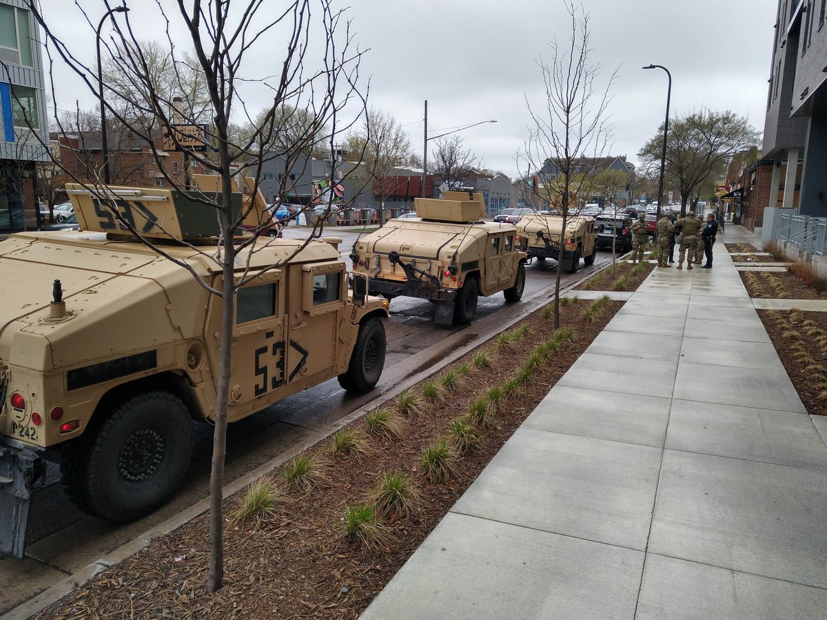 WedgeLIVE's tweet image. Police and National Guard presence around the neighborhood this afternoon.