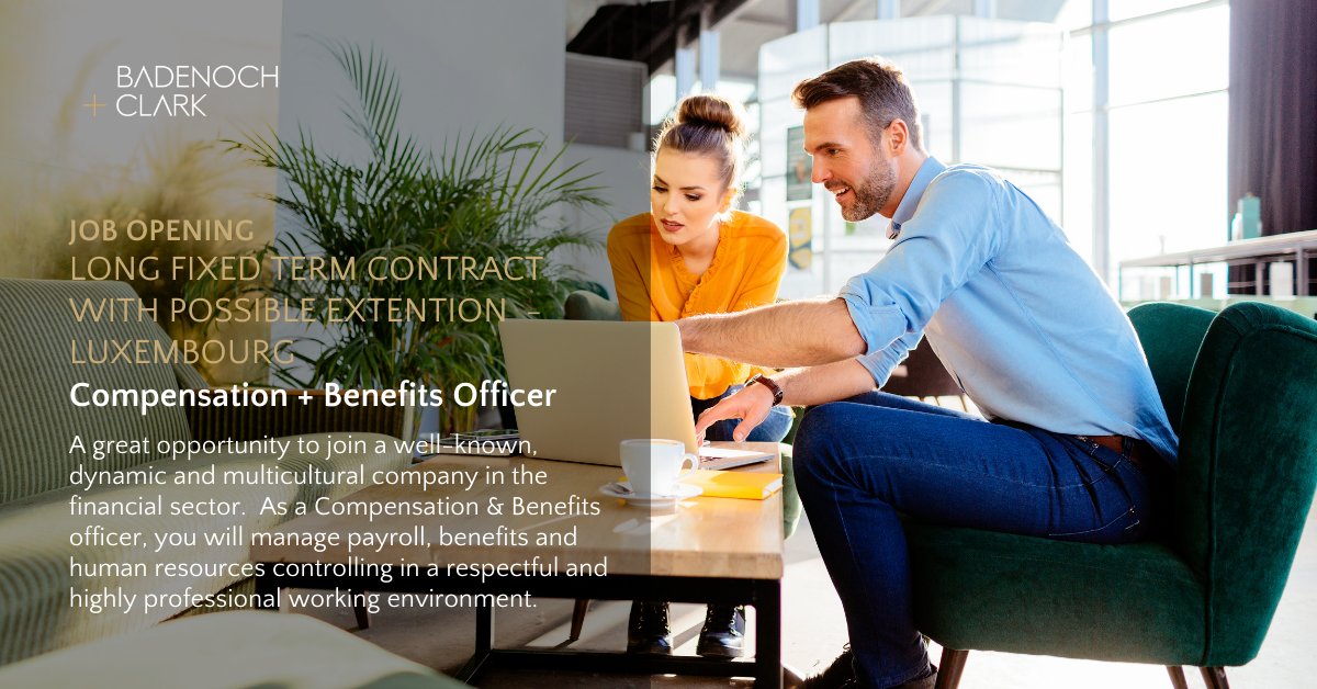 BadenochClarkLU's tweet photo. [#NewJob] Opportunity for a #compensationandbenefits specialist seeking a contract in the #financialsector. Contact our #HR  expert, benjamin.bodson@badenochandclark.lu or⬇️ https://t.co/9K0mFKxF5f

#badenochandclarkluxembourg #permanentrecruitment #talentpartner #alwaysgofurther https://t.co/nD8DwZnEeL
