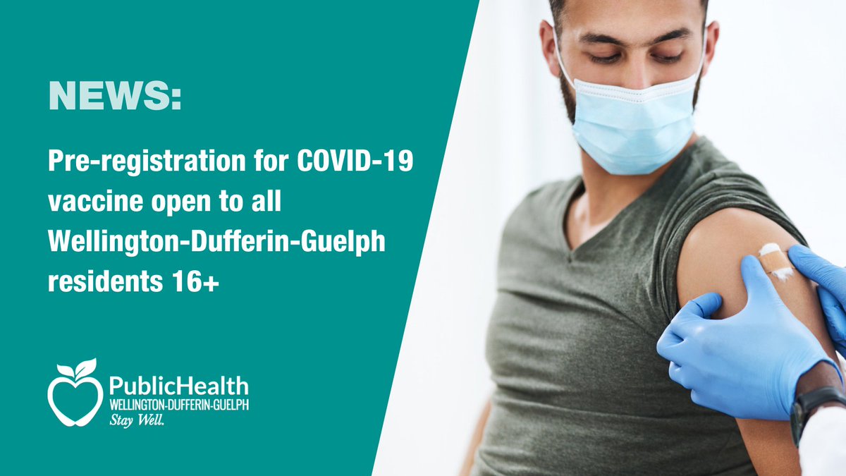 (1/4) Read this thread for an update on  #COVID19 pre-registration for  #COVID19  #vaccine in Wellington-Dufferin-Guelph: #ForYouForMeForWDG