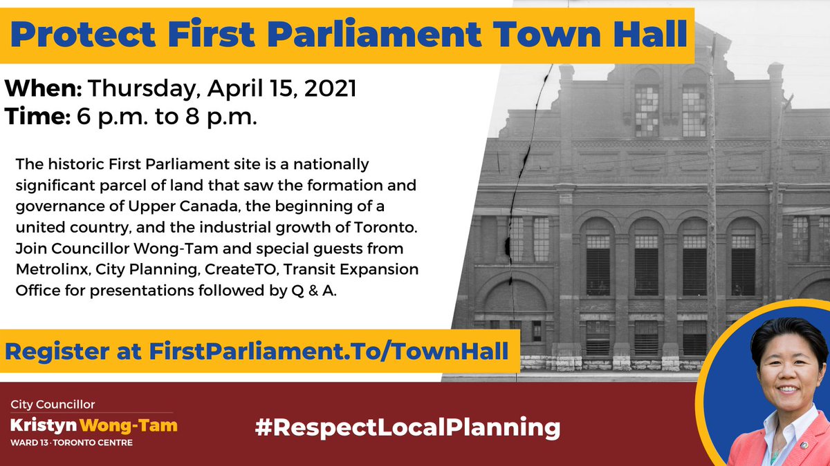 slnaspeaks's tweet photo. It is very important for residents of the St. Lawrence, @gwnatoronto and @CorktownTO to attend this week's April 15 Town Hall to ensure that our nationally significant heritage site is protected https://t.co/a9oHP8GFaW --> @kristynwongtam @gwnatoronto #FirstParliament https://t.co/qFhv4jgZwN