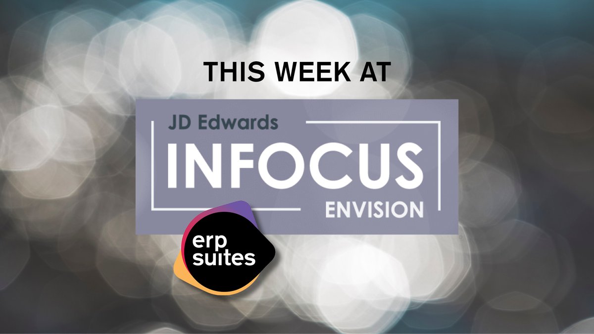 ERPSuites's tweet photo. This week at #IFEnvision...4 ERP Suites tech sessions. Find us there: https://t.co/A3YUkoilDX #JDE #professionaldevelopment https://t.co/1g4RJZOwnn