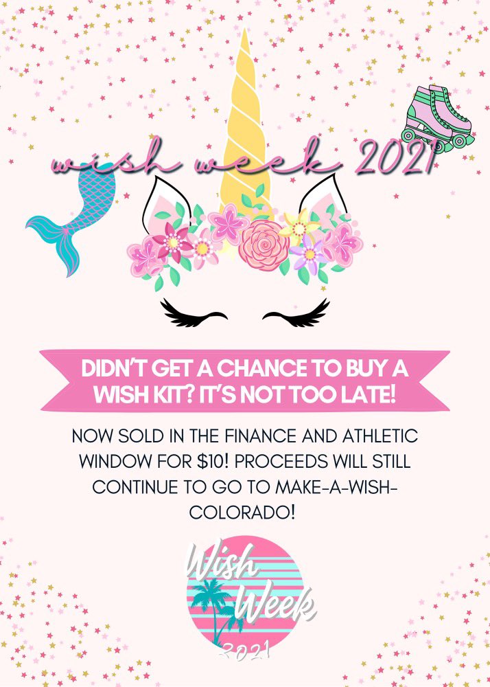 If you didn’t get a chance to buy a wish kit last week, they are now being sold in the finance and athletic windows! Be sure to get one🌊✨💙💓
