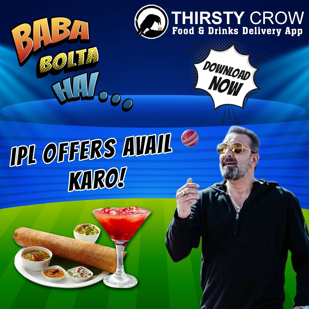 thirstycrowapp's tweet photo. Apne favourite team ko support karo aur Bhook Pyaas ko Run out karo
Download the THIRSTY CROW APP NOW and Order Your Favourite Food and Drinks!
#foodie #enjoyresponsibly #instafood #stayhome #homedelivery #staysafe #drinks #tcrocks #tclive #sanjaydutt #bababoltahai #ThirstyCrow https://t.co/gh7jed2pfa