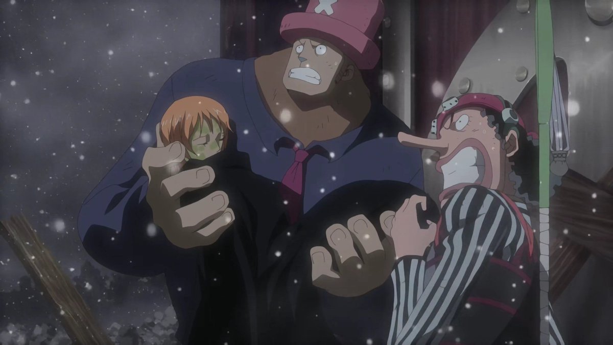 Nami getting protected by her crew  you did your part my live. Now let your crew handle it 