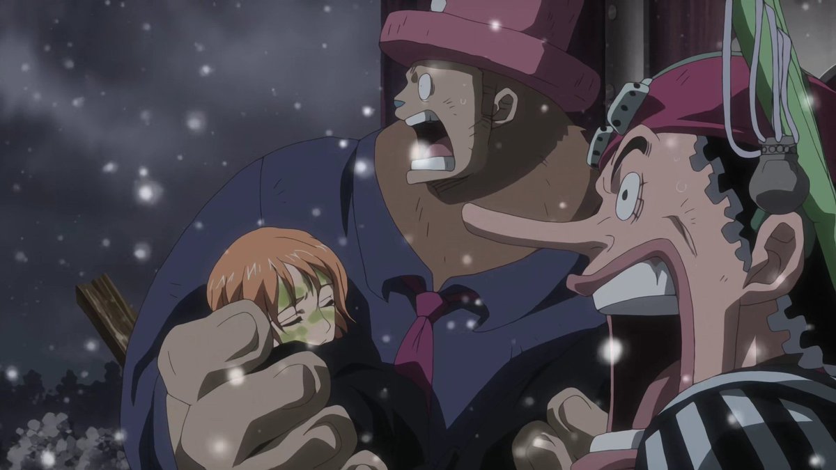 Nami getting protected by her crew  you did your part my live. Now let your crew handle it 