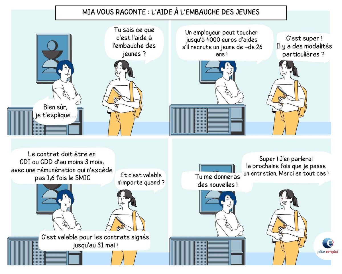 #francerelance Mia vous raconte les aides à l’embauche  @poleemploi_HDF. Candidats ou recruteurs contactez nous 👍👍.  Retrouvez les aides en détail 👉 pole-emploi.fr/region/hauts-d… <a href="/RIFFARDCAROLINE/">RIFFARD CAROLINE</a> <a href="/thorel_karine/">Karine Thorel</a> <a href="/HennacheCaro/">Caroline Hennache</a> <a href="/Thibaud_Gaucher/">thibaud gaucher</a> <a href="/hego_marie/">Marie Hego</a> <a href="/LionelTesse/">Lionel TESSE</a> <a href="/SihamTillerot/">Tillerot Siham</a>