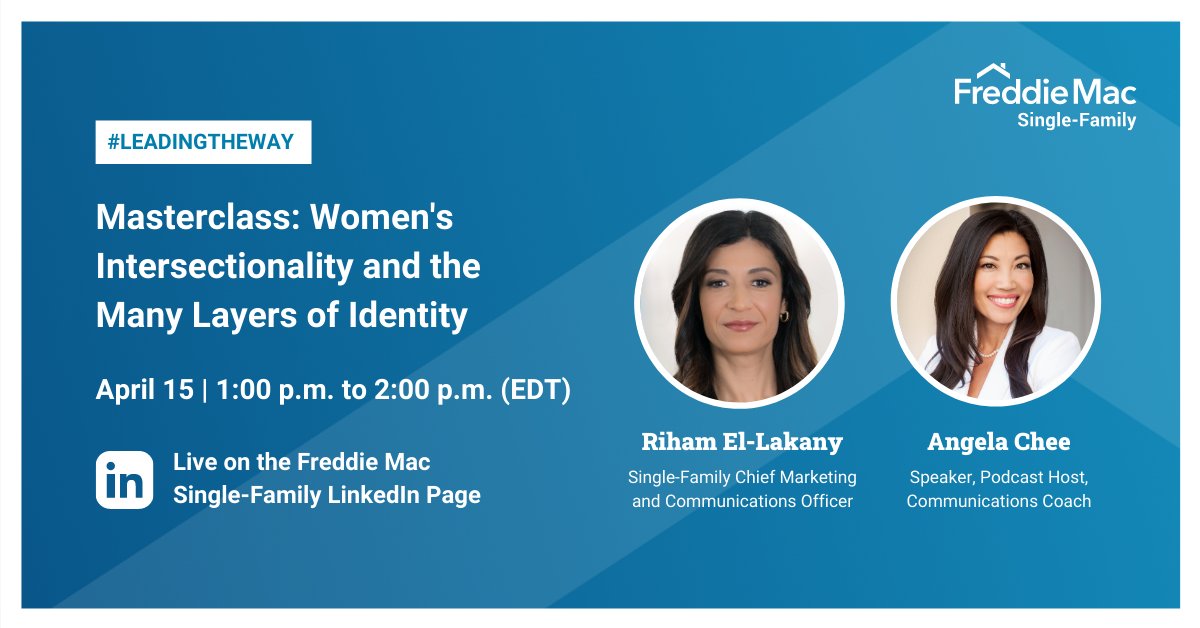 Danny_R_Gardner's tweet photo. How can you better empower the women in your organization? Join @ Freddie Mac Single-Family CMO @ Riham El-Lakany and host @ Angela Chee as they discuss identity and intersectionality in the workplace on LinkedIn Live this Thursday at 1:00 p.m. EDT. https://t.co/GFDOb20IwO https://t.co/nEwS8AfQNj