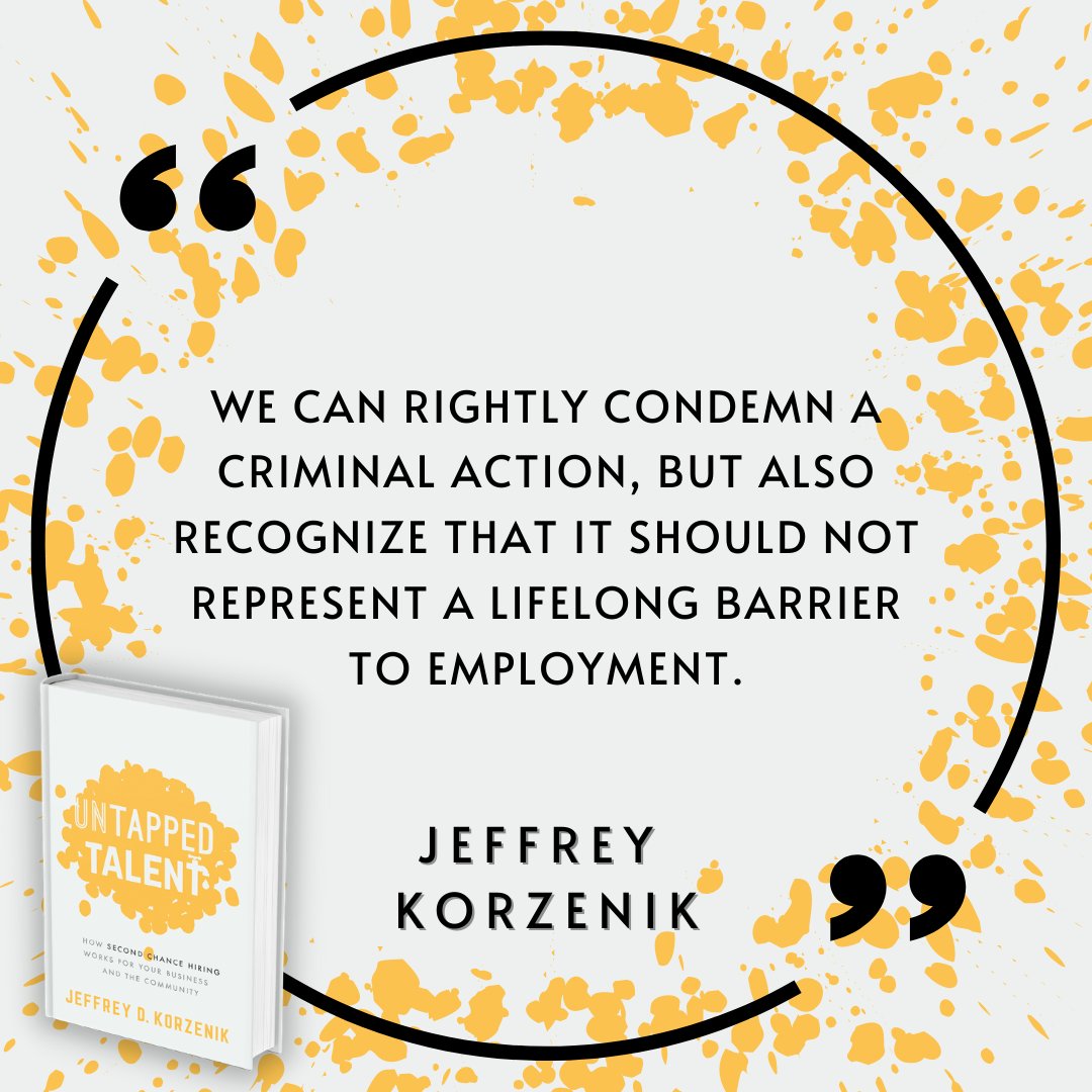 JeffKorzenik's tweet photo. Why hire people with criminal records? for a more just, prosperous nation with safer and stronger communities.  Here's how: "Untapped Talent: How Second Chance Hiring Works for Your Business and the Community" Order today: https://t.co/MrXa3h768W
#business #cjreform #Labor https://t.co/M2fBihE0jG