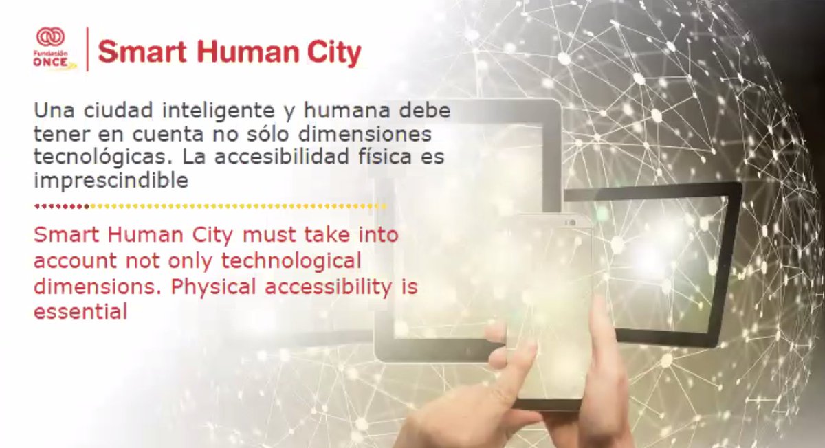 spot4dis's tweet photo. Desde Park4Dis trabajamos para hacer realidad el paradigma #SmartHumanCity que se puso en marcha desde @Fundacion_ONCE y que hoy presenta Jose Luis Borau de @Fundacion_ONCE #accesibilidad #smartcity https://t.co/wwKJPnIWFx