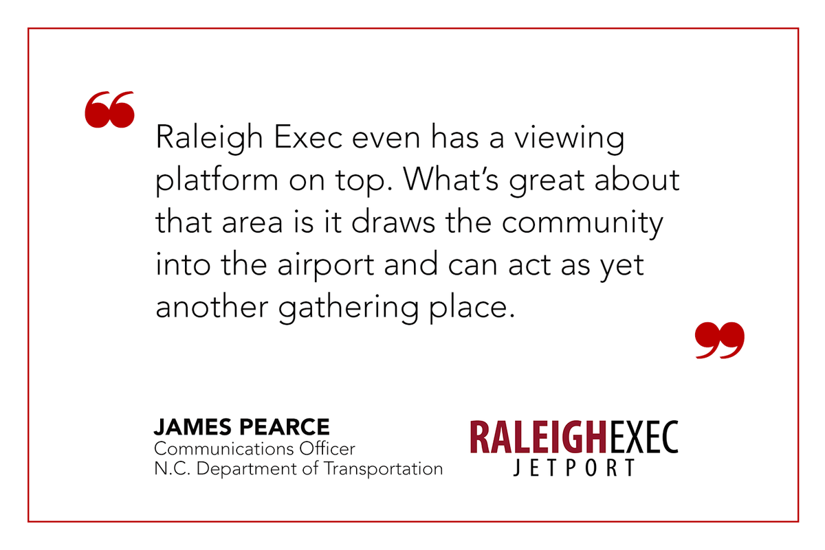 RaleighExec's tweet photo. "Raleigh Exec even has a viewing platform on top. What's great about that area is it draws the community into the airport and can act as yet another gathering place."
#WhyRaleighExec #RaleighExec #ResearchTriangleNC #KTTA #airport #airports https://t.co/NOsEyjkzGP