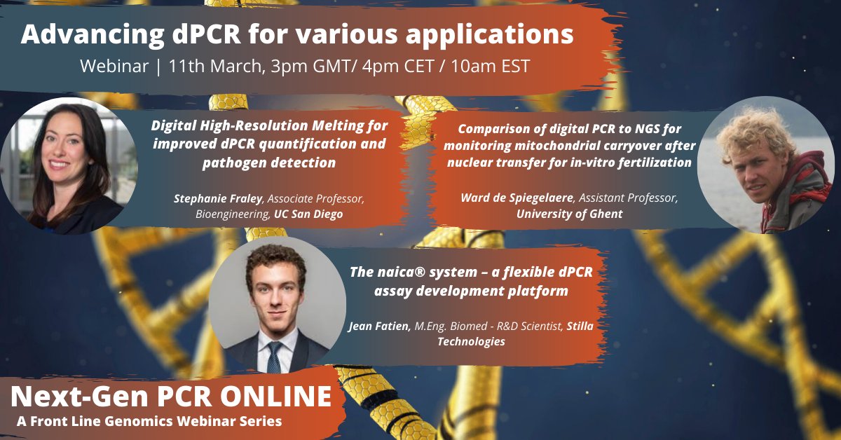 StillaTech's tweet image. Latest #webinar organized by Front Line Genomics on #digitalPCR is now available on our YouTube channel ! Watch the webinar here: lnkd.in/d3TiEd7
Read Ghent University&apos;s new publication here: lnkd.in/ds_YJmn
#dPCR #applications #genomics #assaydevelopment #NGS