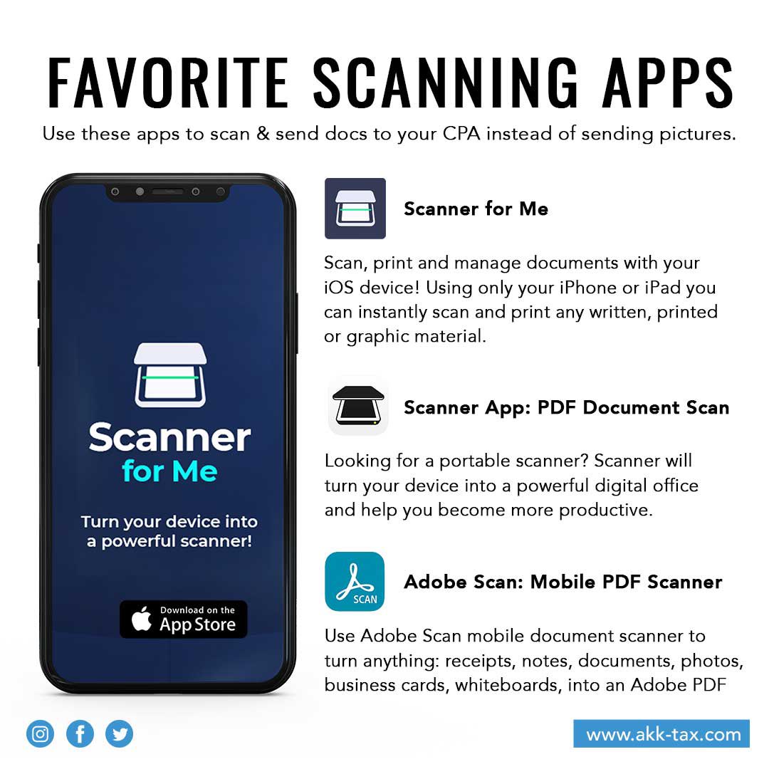 taxbossana's tweet image. Here are some of my favorite #ScanningApps to make sending docs to #YourCPA much easier #TalkToYourCPA #TheTaxGame #IfYoureNotPlayingYoureLosing #Taxes #TaxFiling #TaxReturn #TaxLiability #TaxStrategy #FinancialFreedom #REI #RealEstateInvesting #TaxPreparer #SmallBusiness