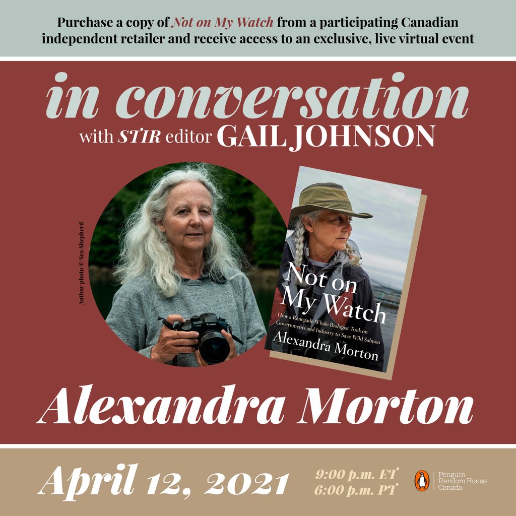 massyevents's tweet image. TODAY🌿Book launch with Alexandra Morton, who has been called “the Jane Goodall of Canada” because of her passionate thirty-year fight to save British Columbia’s wild salmon. 

🌿 6 pm PT. Purchase 'Not on My Watch' from @MassyBooks to attend bit.ly/2PWGqsv