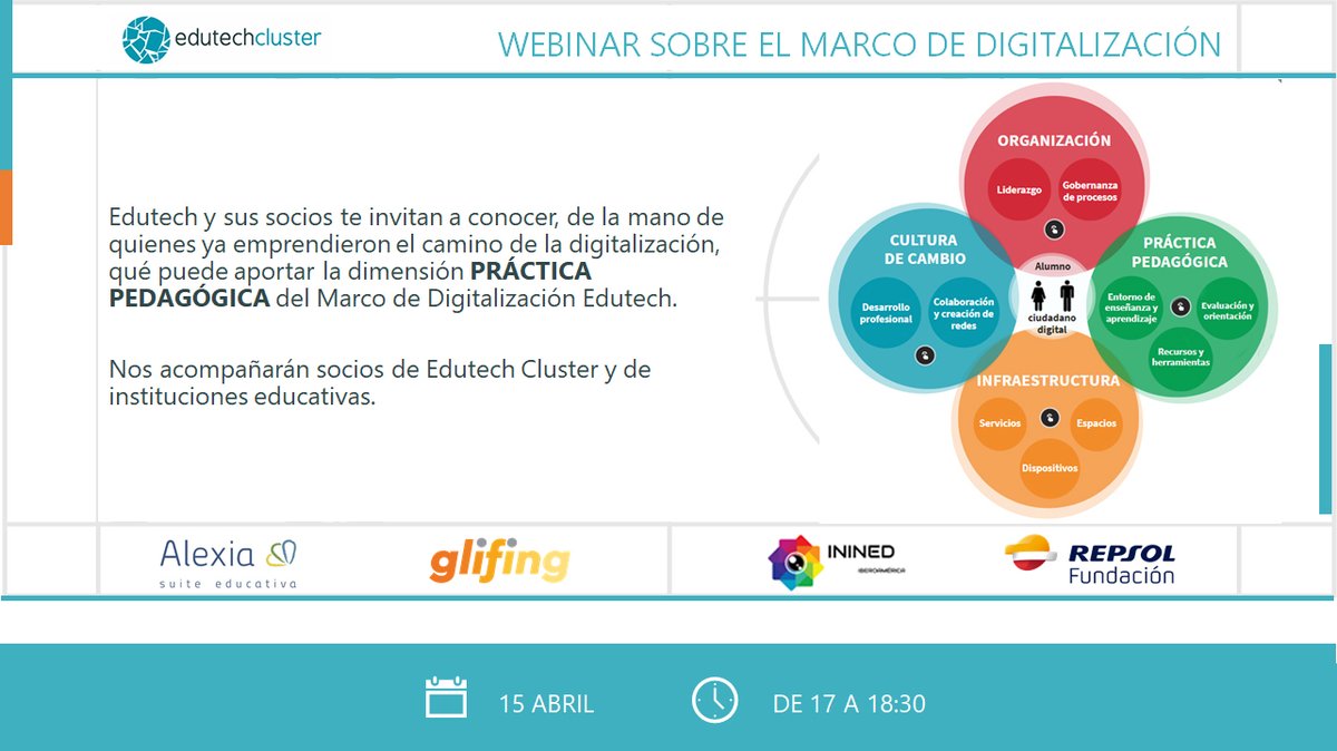 No te pierdas esta semana el webinar del Marco de Digitalización de Edutech - Práctica Pedagógica - 15/04 - mailchi.mp/7af1c173776b/c…