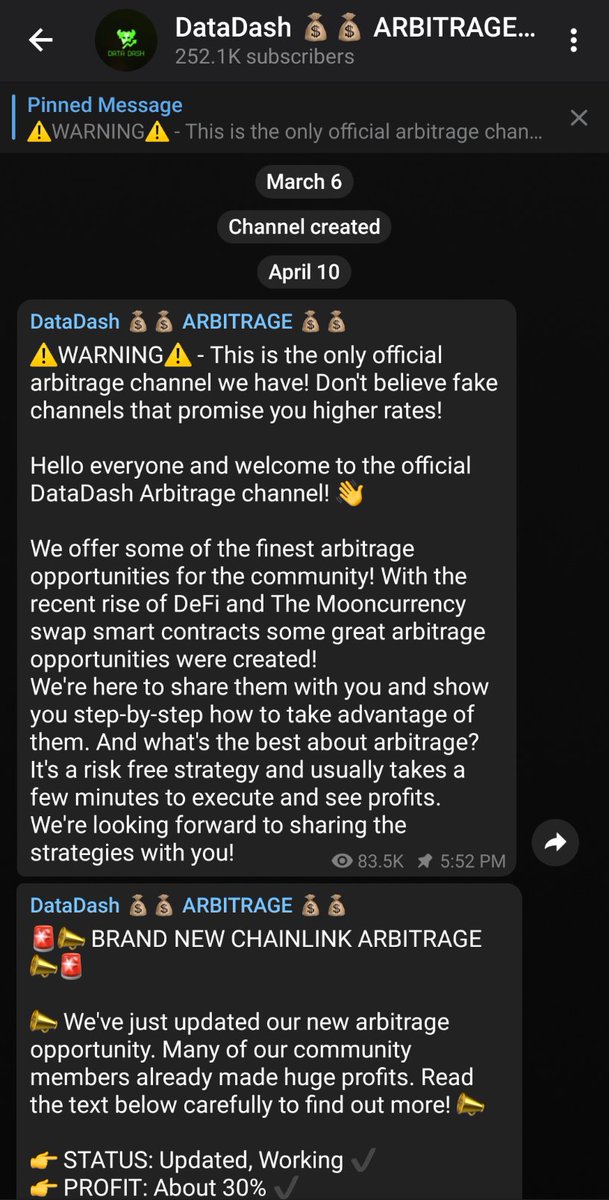 CryptoZeroCooL's tweet photo. #DontGetScammed
@Nicholas_Merten #Datadash is the the #ad under your video a real datadash #arbitrage #Telegram #chatgroup ?
$ETH $LINK #ETH #LINK #Crytpo #crytocurrency $BNB @MetamaskSupport #metamask #YouTubeVideo @BounceFinancial @TeamYouTube https://t.co/q7Z5aJ73cy