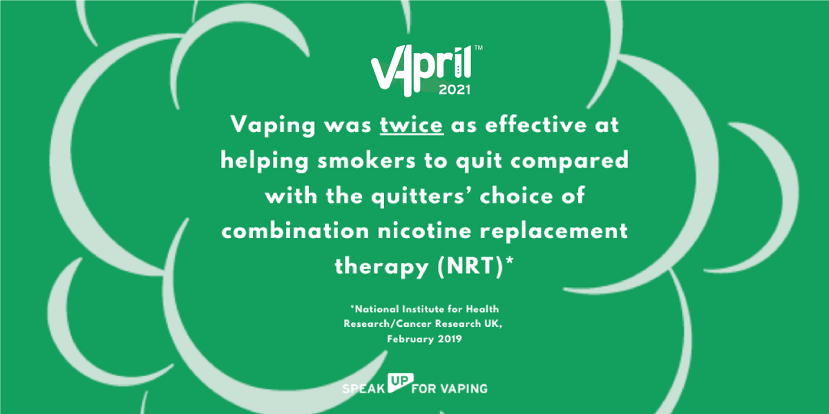 RespVapeIreland's tweet photo. #VapingFact✅: #Vaping is the most effective tool at helping smokers to quit. 

A 2019 study, conducted by @NIHRresearch and @CR_UK found that vaping was twice as effective in helping smokers to quit than nicotine replacement therapy (NRT). https://t.co/l9ZvsTrrD6