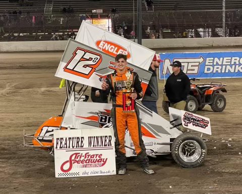 Saturday 4/10/2021:  
<a href="/TSS_Haubstadt/">Tri-State Speedway</a> Adyn Schmidt got his first MMSA win of his career in the newely developed Bailey Chassis Mini Sprint. With a fresh, stock ZX10 <a href="/KawasakiUSA/">Kawasaki USA</a> powerplant on <a href="/EnglerMachine/">Engler Machine</a> , this car was on rails for its first true test on track!