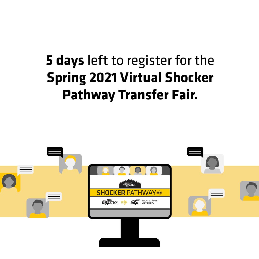 ShockerPathway's tweet image. Registration ends at 5:00 pm on April 16th, 2021.
Attend at least three unique sessions and be entered to win a $500 scholarship and Shocker Pathway gear!
RSVP at wichita.edu/sptransferfair.
@wsutech