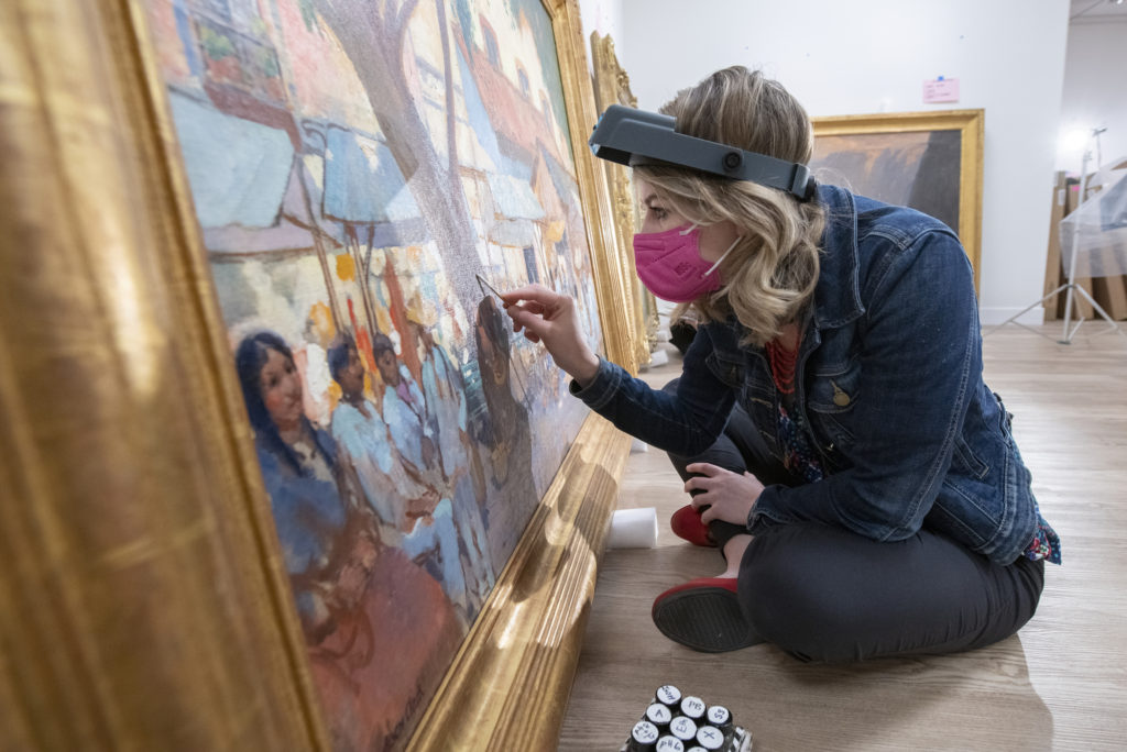 UCIrvine's tweet photo. Art at UCI’s Institute &amp; Museum of California Art is being restored in anticipation of reopening the gallery. The #museum has been closed since March 2020 due to  COVID19 &amp; @UCIIMCA staff hope to reopen this summer. #BrilliantFutureUCI ✨💙💛

More: https://t.co/rd4XciuaoW https://t.co/m0wMj8tASF