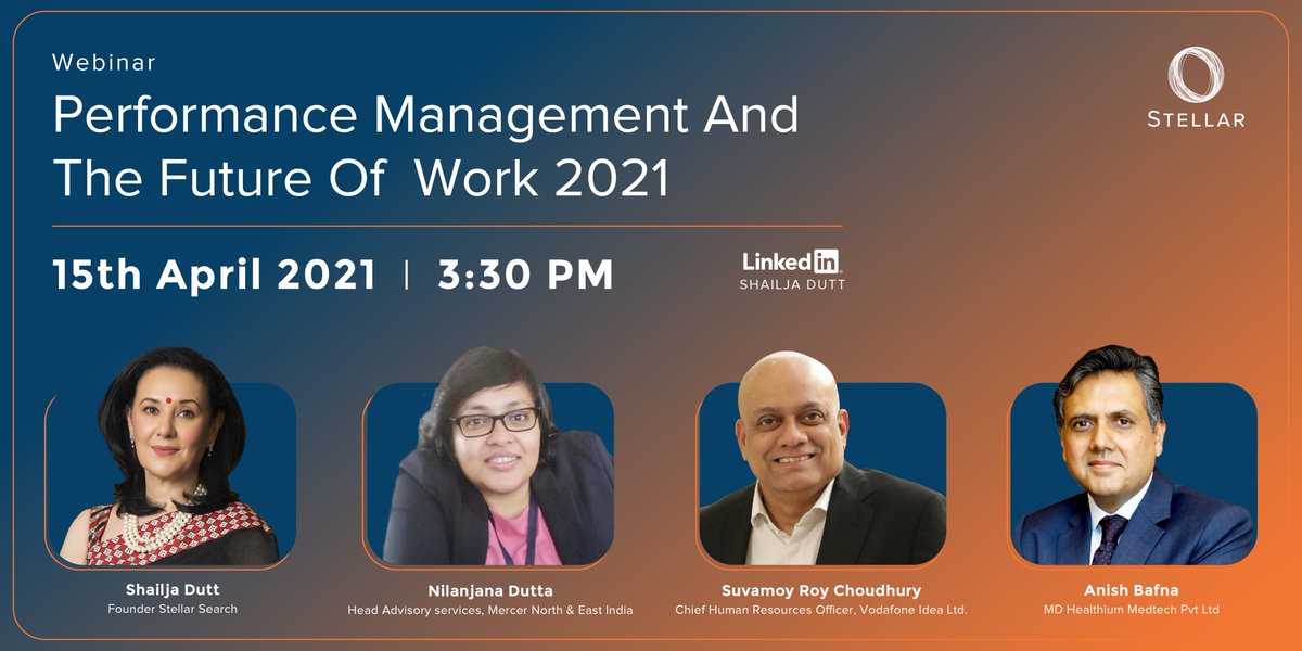 Tune in to our webinar as industry leaders discuss the changing trends of performance management and the future of work going forward. 
 
#performance #performancemanagement #futureofwork2021 #peopledevelopment #leadership @stellarsearch