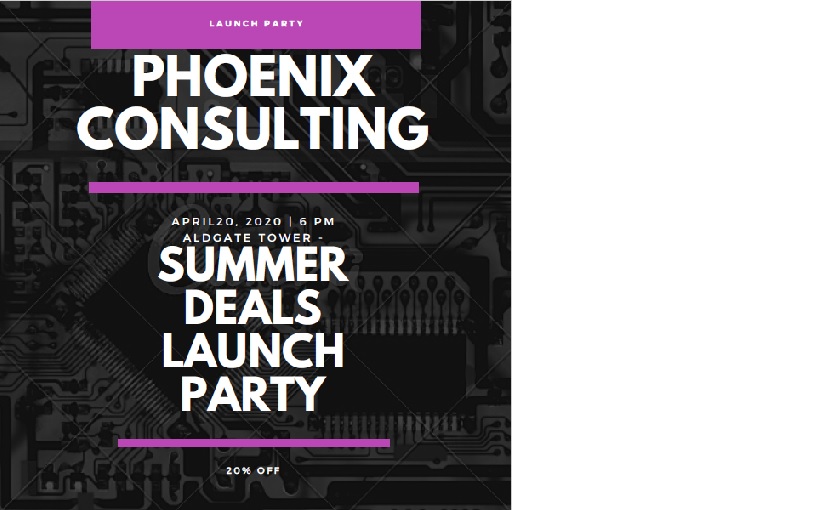 Phoenix Consulting has some great offers for you! Join us at our Launch Party!