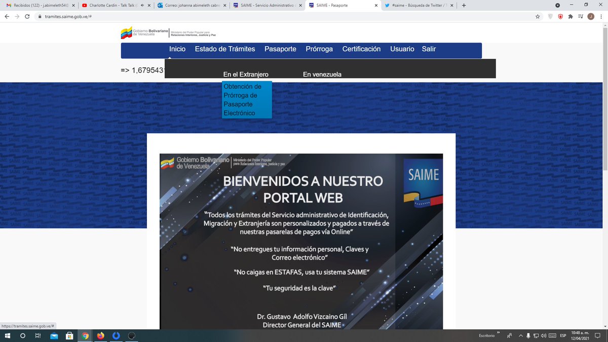 jabimeleth2379's tweet photo. #Saime  intentar cualquier tramite con esta gente es una verdadera pesadilla, nos dijeron hasta el 14 de abril  y el día 10 ya habían deshabilitado la opción #Saime  #Prorroga #pasaportes https://t.co/dQN0zDUVjM