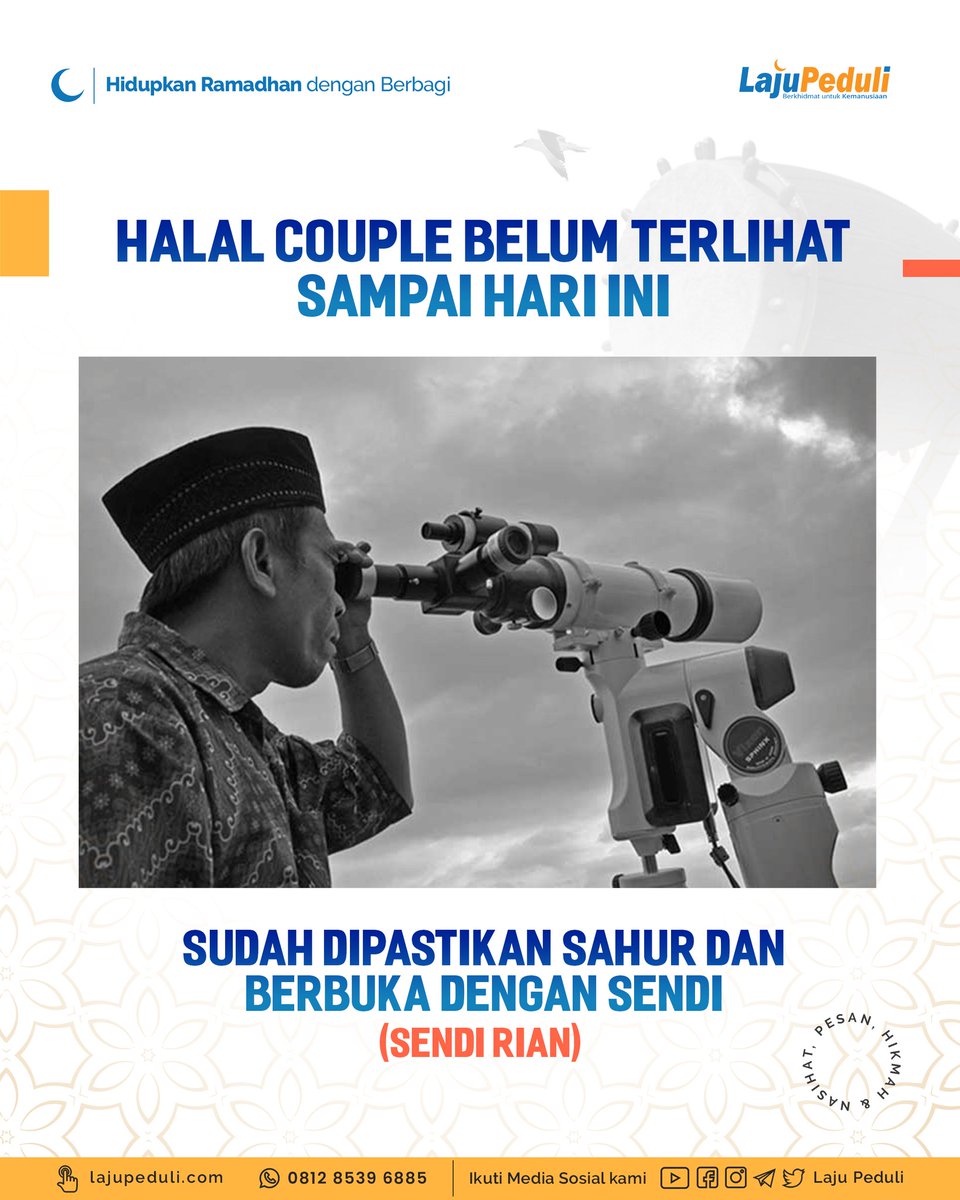 LajuPeduli's tweet photo. Semoga kamu yang masih sendiri di Ramadhan ini,
Lebarannya di datangi calon Mertua,
Syawalnya sudah Berdua
Di Pelaminan Penuh Bahagia
#share and tag sahabat singlelillah mu.
#Lajupeduli #Infaqgandum # #yatimpalestina #sahur #taraweh
#sholattarawih #tahajud #witir #1442h https://t.co/q9krPWJeAg