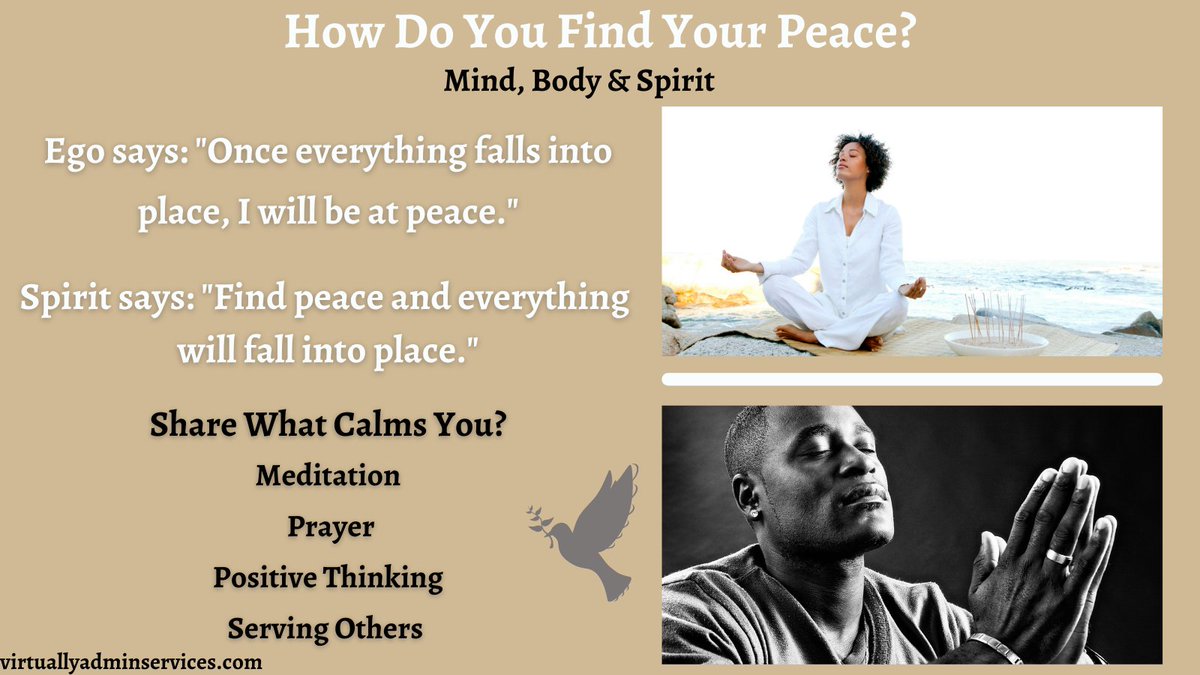 amanda6802's tweet photo. Share What Helps You Find Inner Peace.
https://t.co/rV0CxqAS3s
#innerpeace #mentalhealth #copingskills #meditation #prayer #positivethinking #virtualassistant #personalassistantservices #virtualservices #executivesupport #blackownedbusiness #virtuallyassuredadministrativeservices https://t.co/9PuSyHOfLq