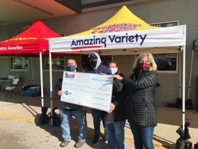 LanzInc's tweet photo. Here is our check presentation to the Illini Radio Group for the April Food’s Day promotion to benefit the Eastern Illinois Foodbank! https://t.co/X8z0TyDqma