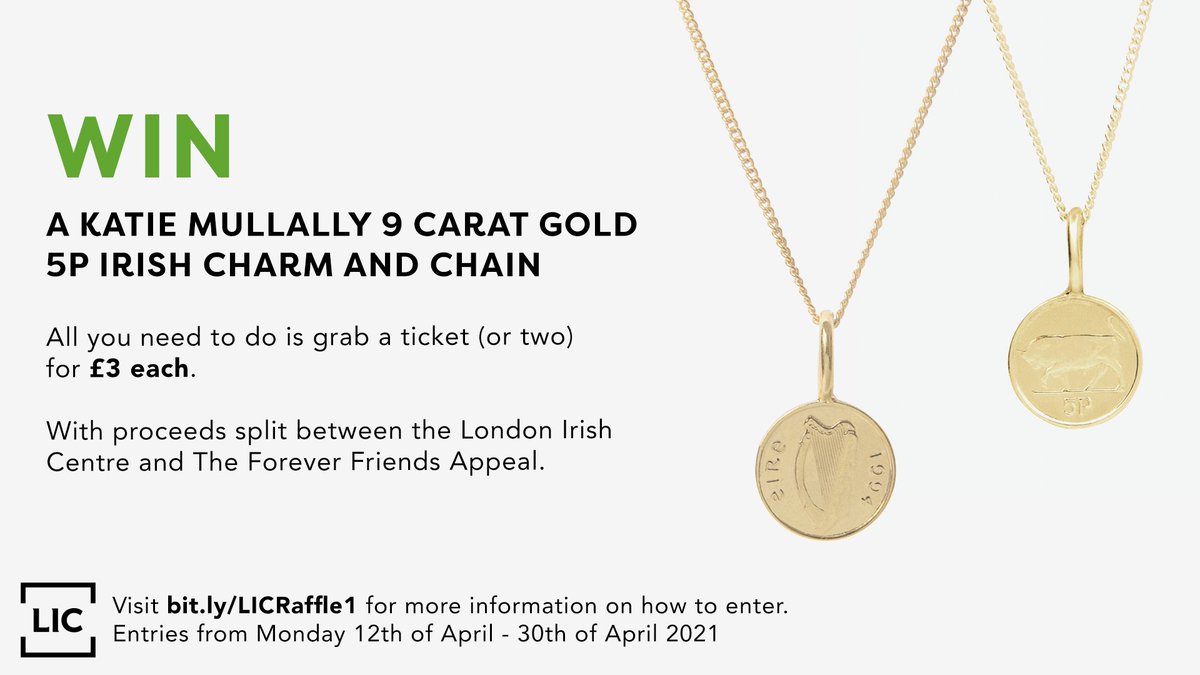 Here is your chance to win a stunning @katiemullally Irish charm and chain while supporting two great causes. Full details on bit.ly/LICRaffle1