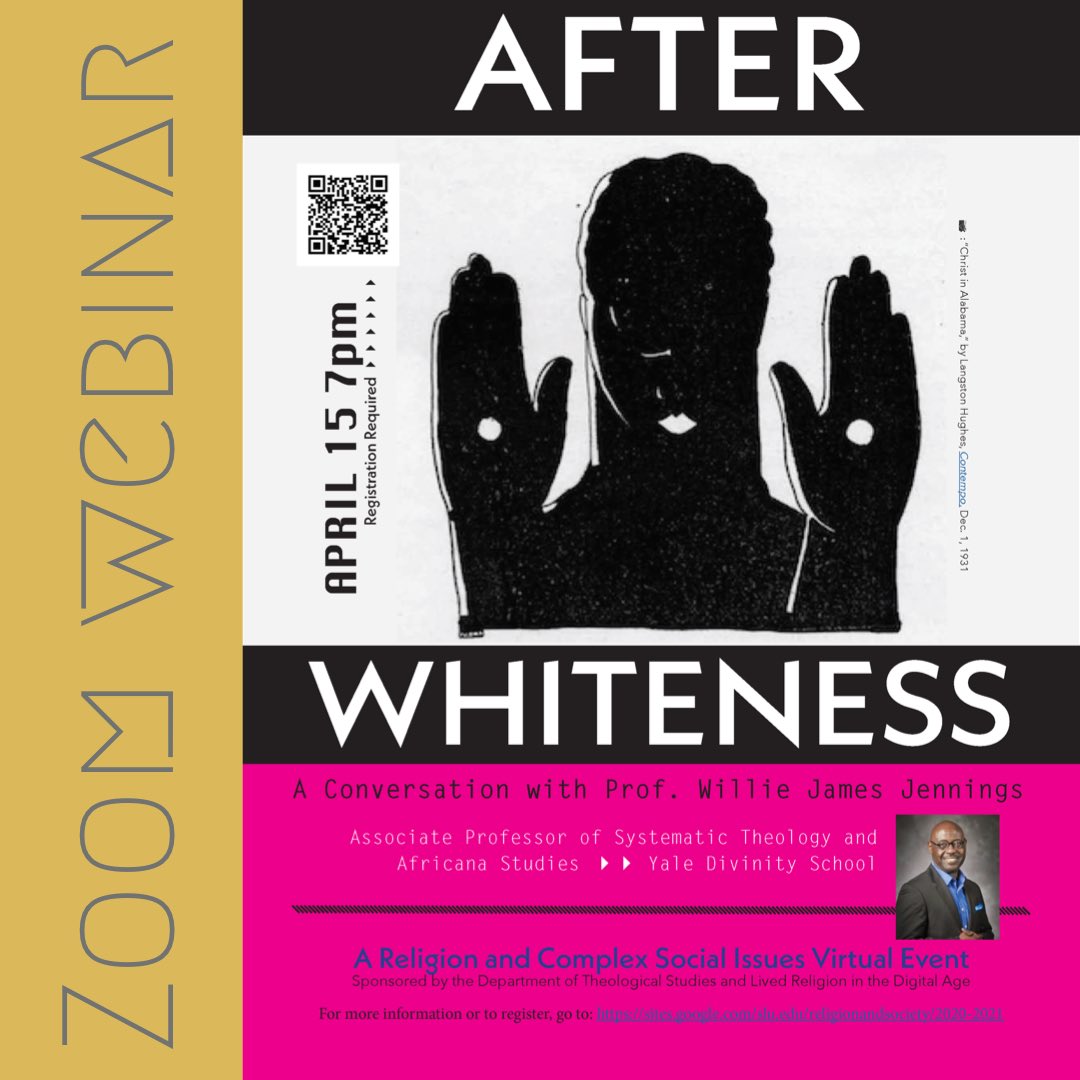 Join us THIS Thursday at 7pm CST for a conversation with Prof. Willie James Jennings around his new book, “After Whiteness.”

Grateful to partner with <a href="/SLU_Theology/">SLU_Theology</a> and <a href="/SLUAandS/">SLU Arts & Sciences</a> to host Prof. Jennings as the final RCSI guest this semester!

Register here: bit.ly/3wOCKJQ