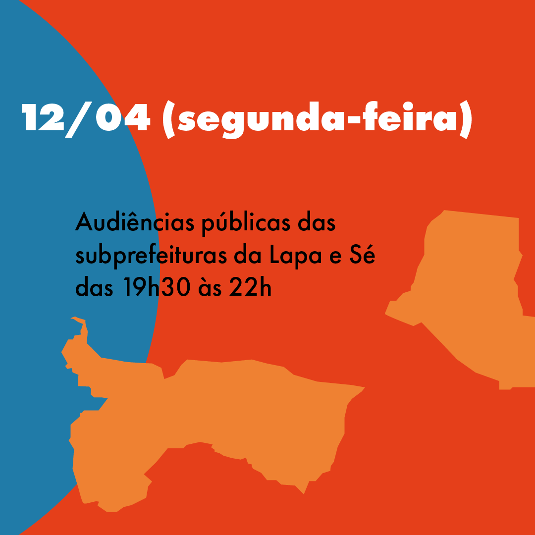 nossasaopaulo's tweet photo. #AudiênciaPública das subprefeituras da Lapa e Sé para o #ProgramaDeMetas 2021-2024 acontece hoje a partir das 19h30. Participe para contribuir com as necessidades da sua região, o encontro será online, inscreva-se em: https://t.co/H5edJQHXI2 https://t.co/w91IKmWF9i