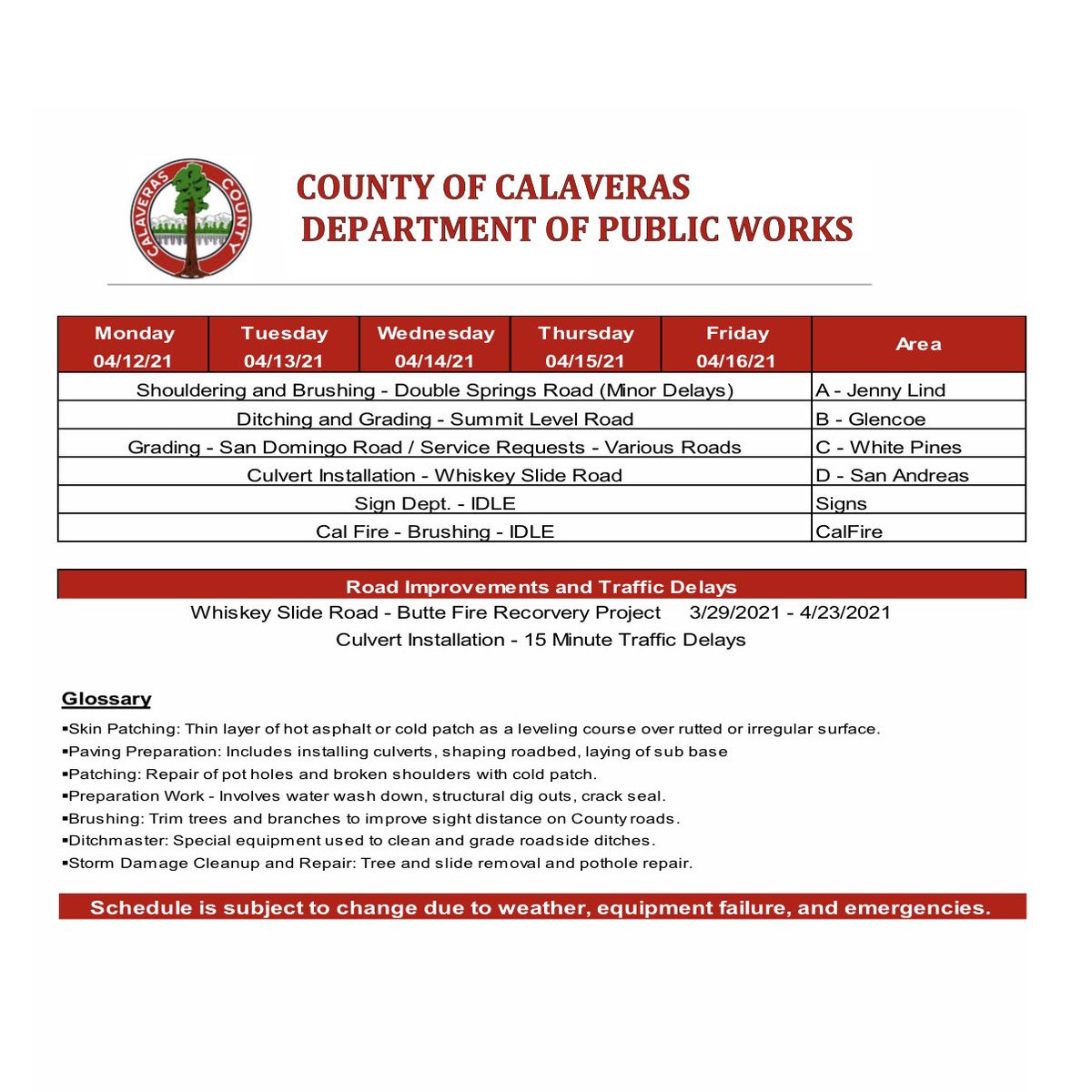 Calaveras County Public Works Department (CalaverasPW) Twitter