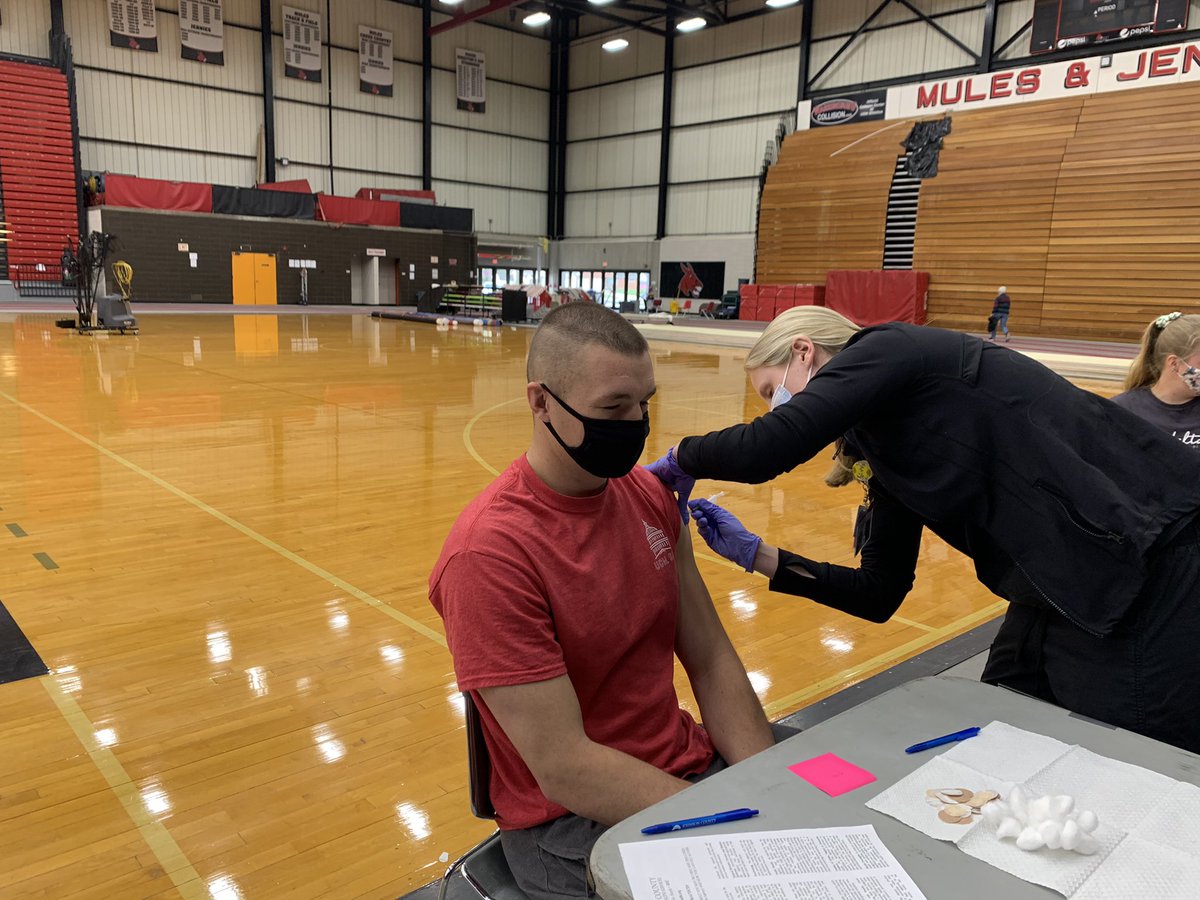 SGA President Justin Cobb received his first vaccine shot this morning in the multi alongside many other students! Missouri is in stage 3 and all adults are eligible to be vaccinated, have you?? 💉 💪👏