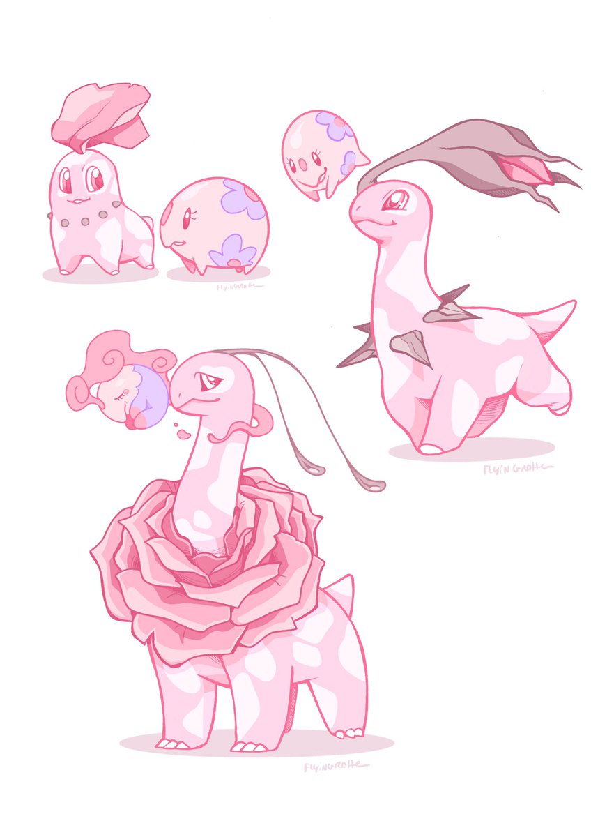 「Albino chikorita 🌸🌷
#Pokemon25 」|☁️FlyingRotten☁️のイラスト