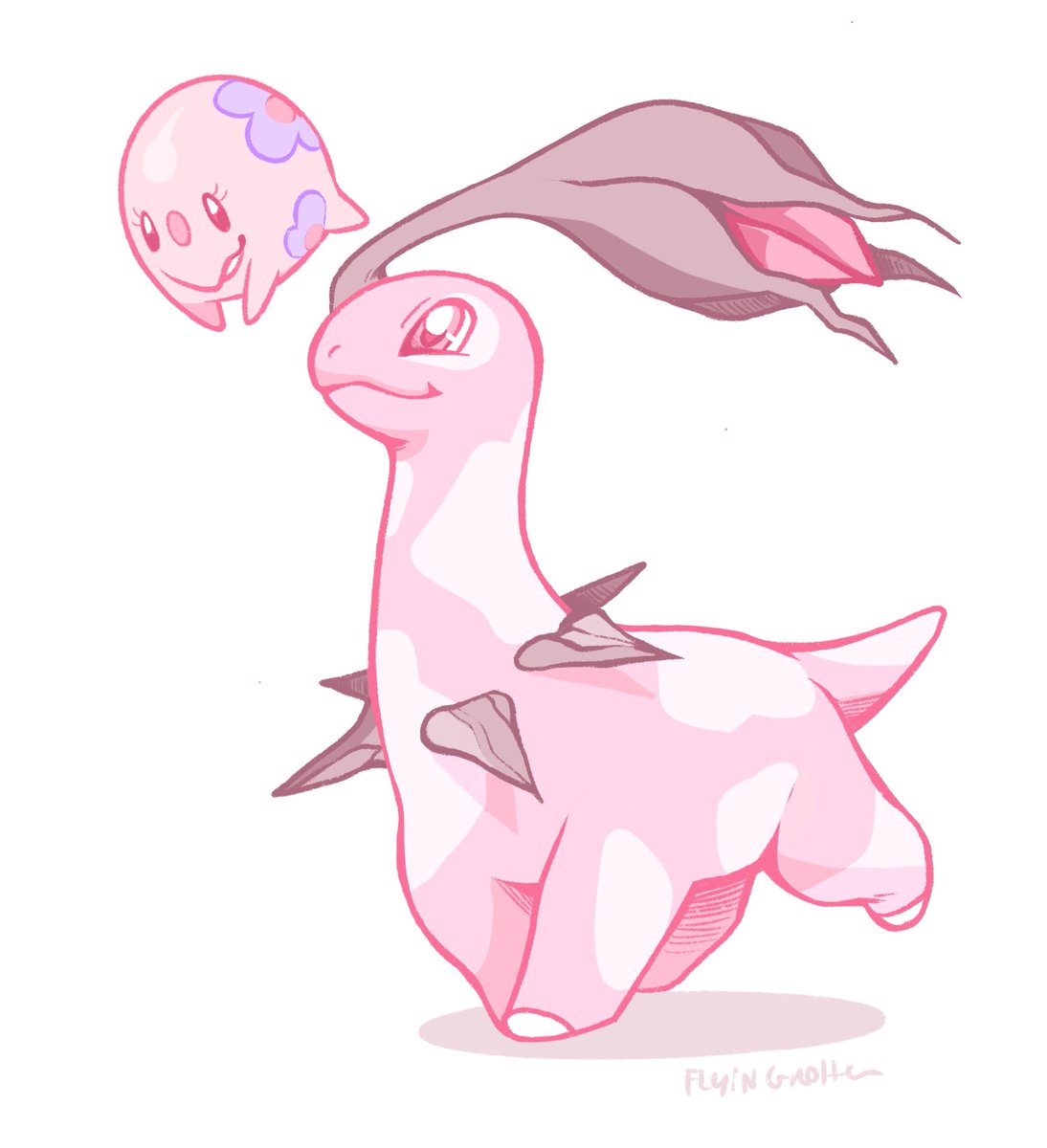 「Albino chikorita 🌸🌷
#Pokemon25 」|☁️FlyingRotten☁️のイラスト