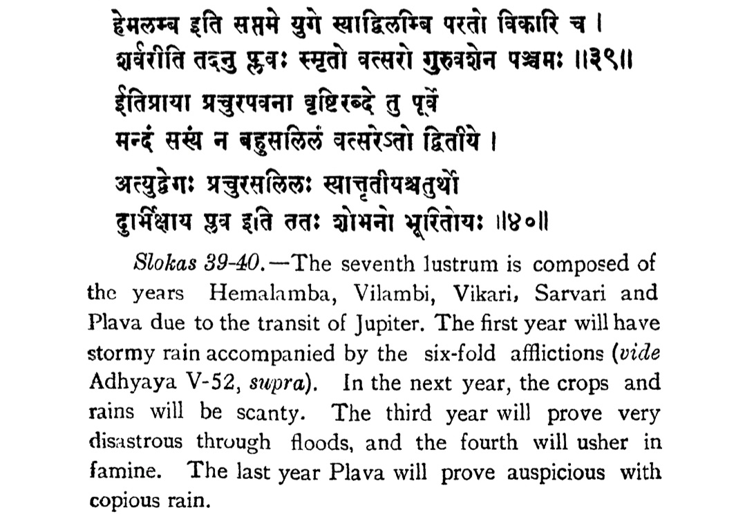 Brihat Samhita Chapter VII, Shloka 39-40 - Plava Year !