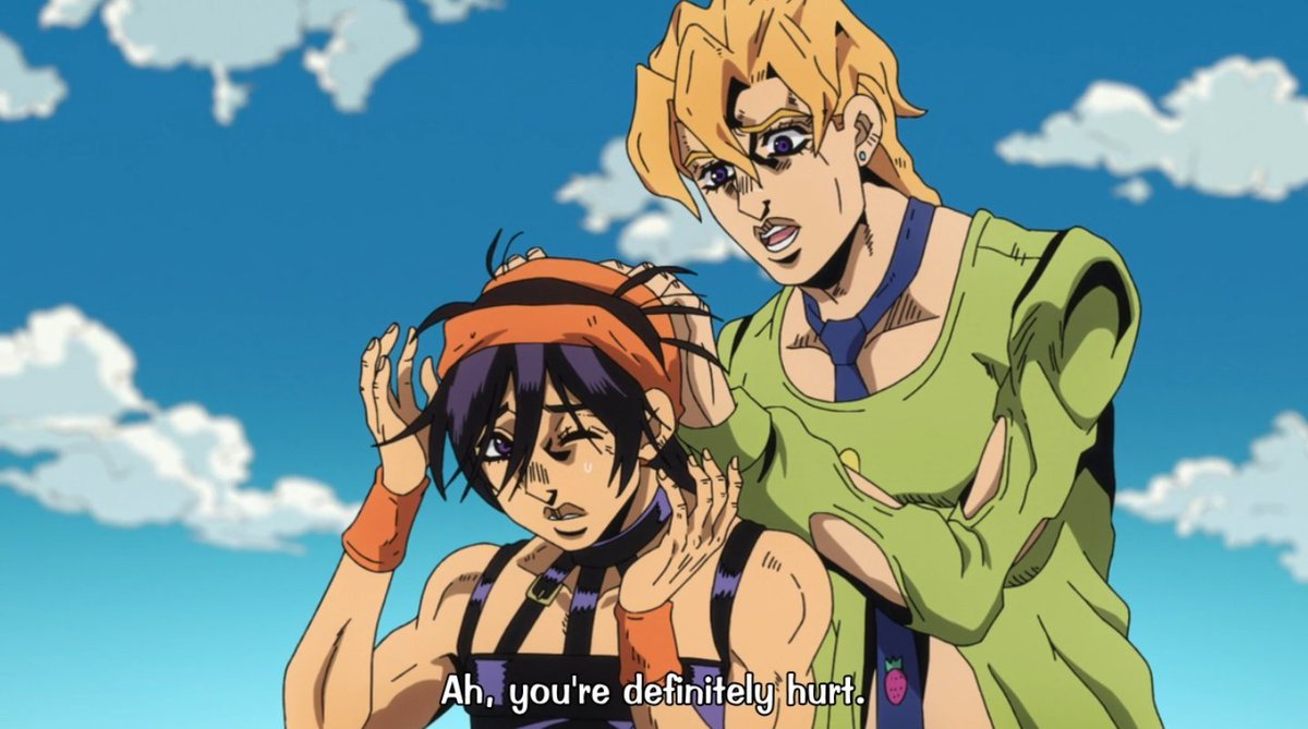 later on we also see fugo checking up on or treating injured members pretty often (so we can assume it’s usually him doing this kind of thing), and while that could be attributed to his caring personality, it is yet another way he shows his dedication to bruno and the team.