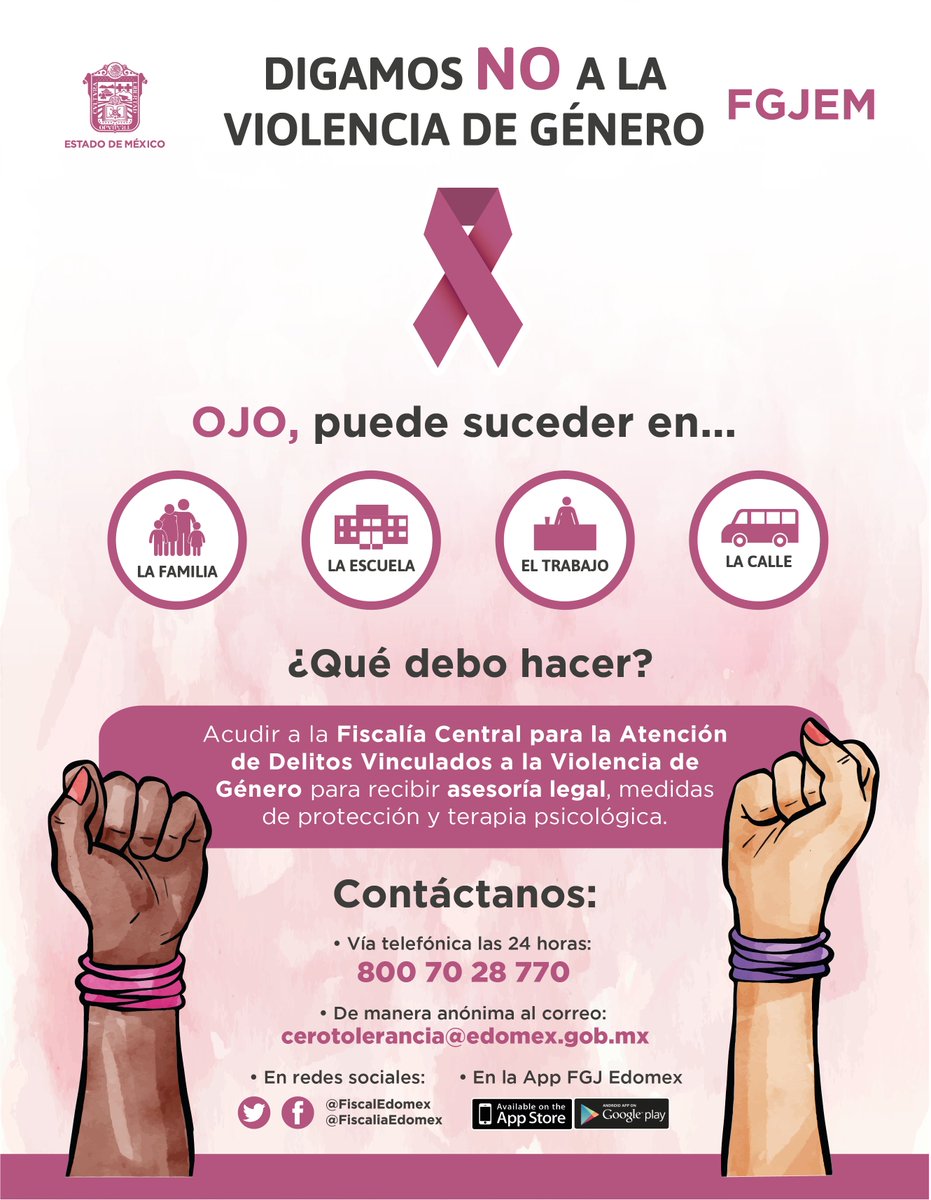 la #FiscalíaEdoméx cuenta con la Fiscalía Central para la Atención de Delitos Vinculados a la Violencia de Género, donde te podemos asesorar y brindar apoyo psicológico, médico y legal. Acércate.