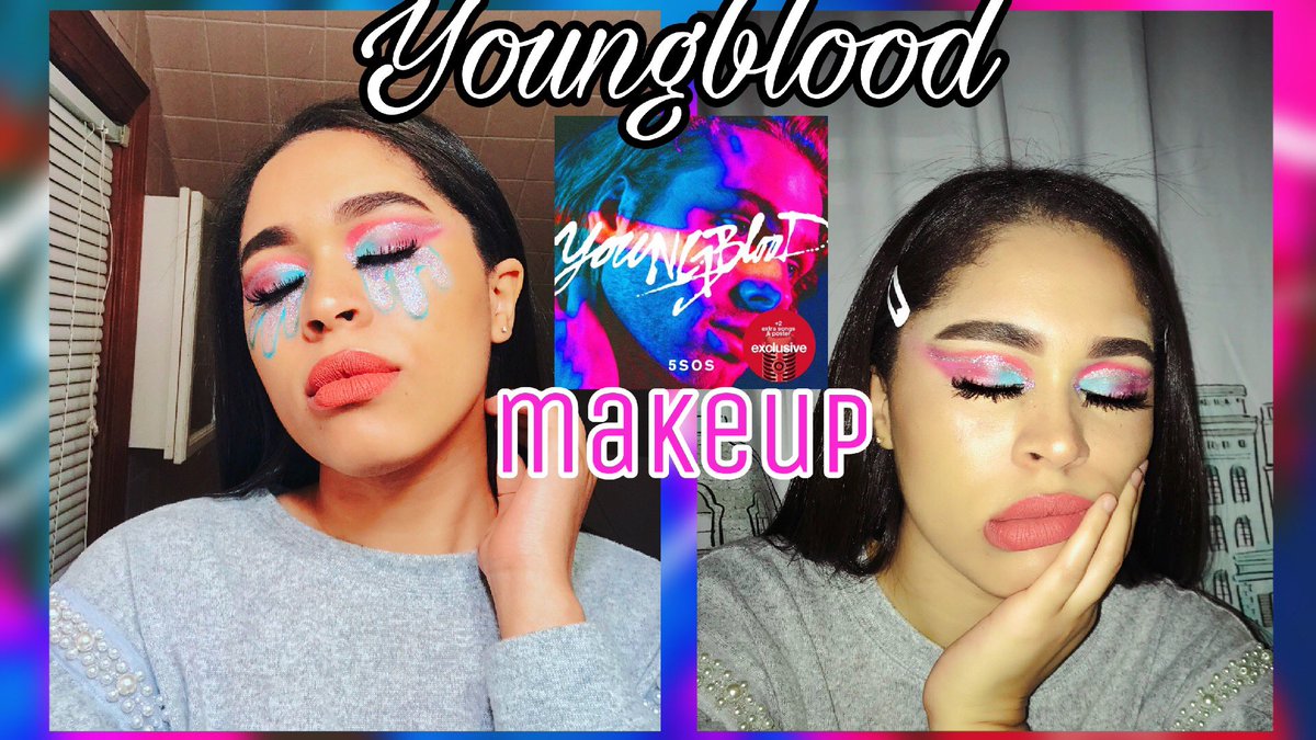 _nyfashionista_'s tweet photo. #3YearsOfYoungblood makeup inspired by the individual cover art @5SOS https://t.co/k1NfOnd8Y4