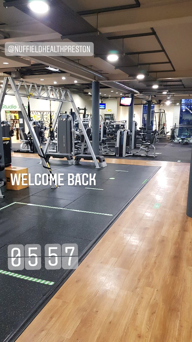 Great get back to Personal Training today <a href="/NuffieldHealth/">Nuffield Health</a> Preston. Lots of safety measures in place to protect members and staff such as; one way signs, staff in PPE, a 2 step cleaning process to make sure surfaces are fully sanitised. #Gymsreopening  #personaltraining #Preston