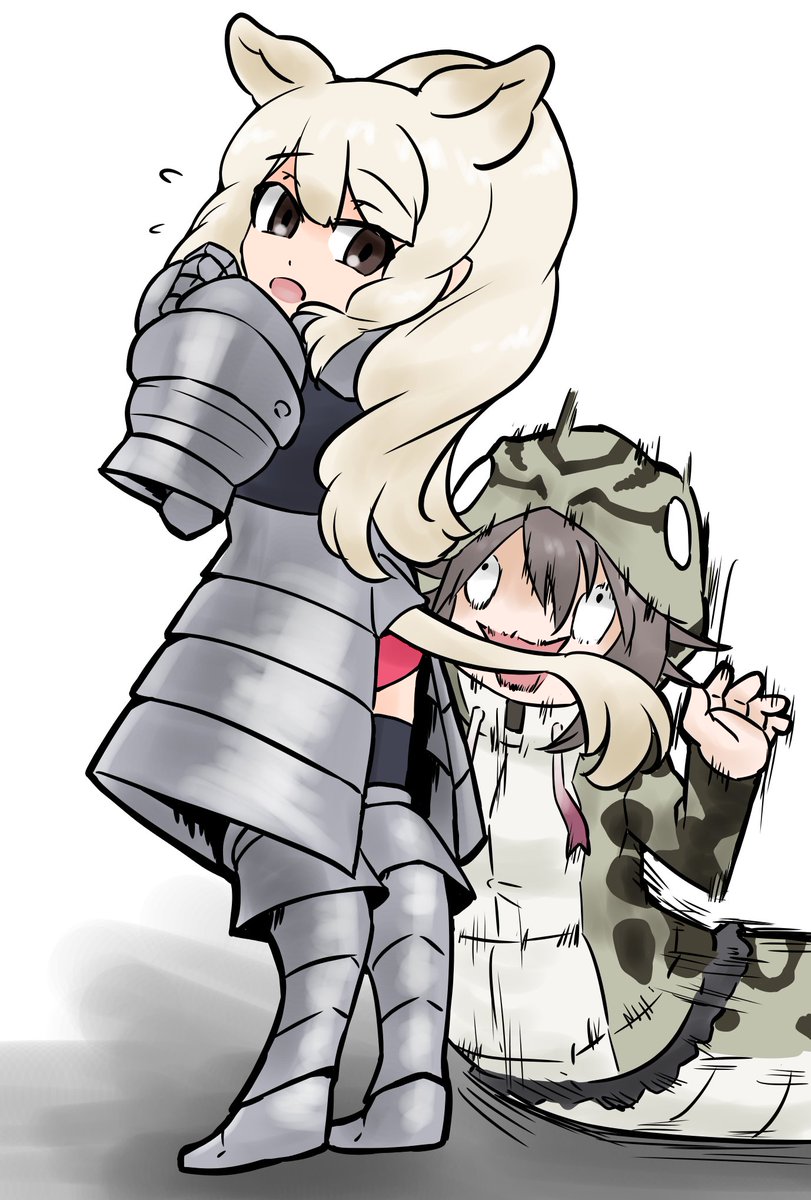 シロサイに襲いかかるハブ ぐらびトンのイラスト