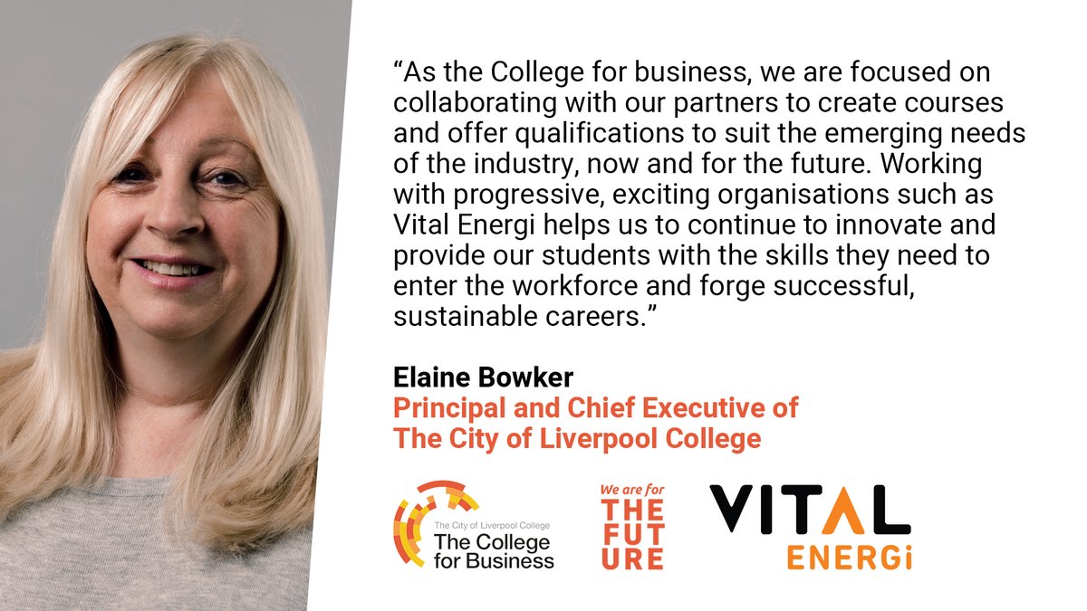 Our Principal and Chief Executive, Elaine Bowker, explains how our ongoing partnership with <a href="/VitalEnergi/">Vital Energi</a> will help students to develop the skills they need to forge successful, sustainable careers.

#ForTheFuture